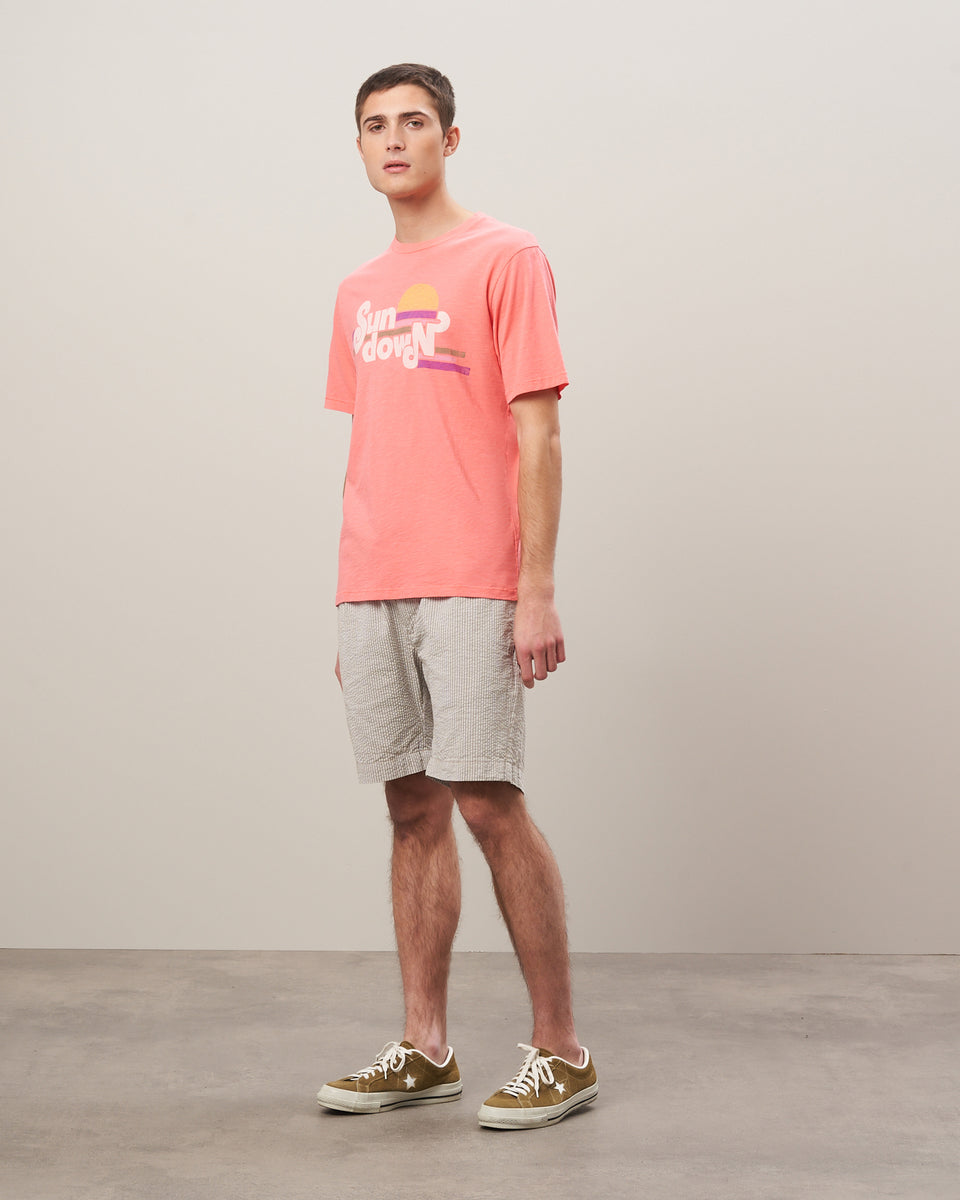 Men's Coral Cotton Slub Sundown Print Tee Shirt - Image alternative