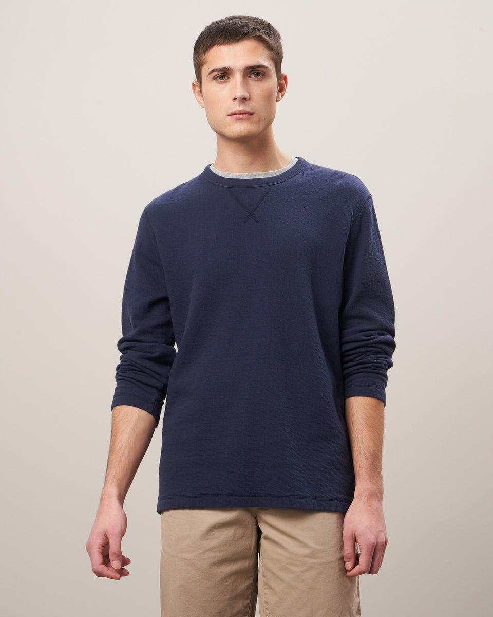 Men's Navy Double Face Cotton Sweatshirt - Image principale