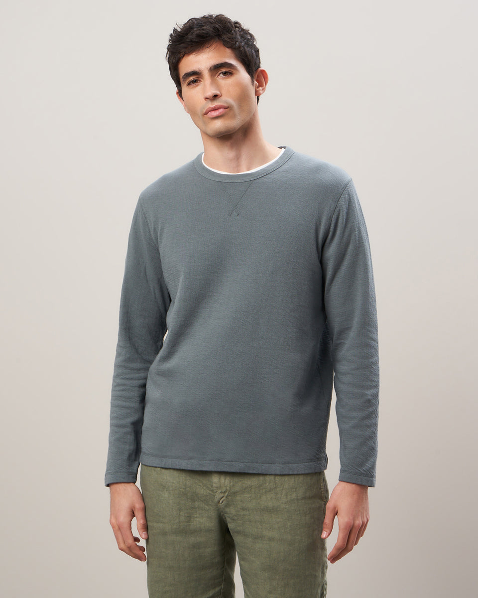 Men's Olive Green Double Face Cotton Sweatshirt - Image principale