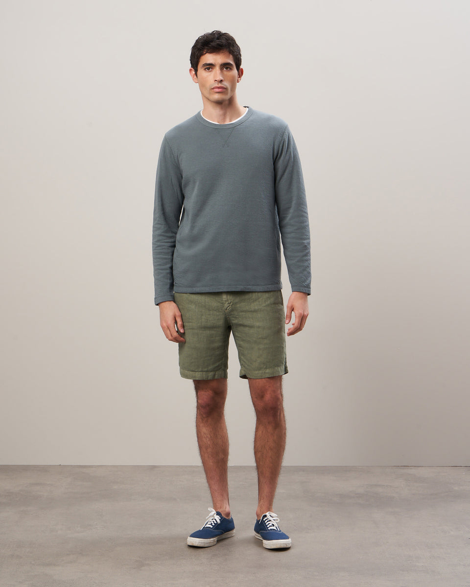 Sweatshirt Homme en coton double face Vert olive - Image alternative