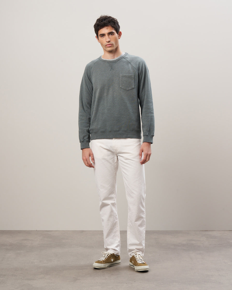 Men's Olive Green Slub Cotton Sweatshirt - Image alternative