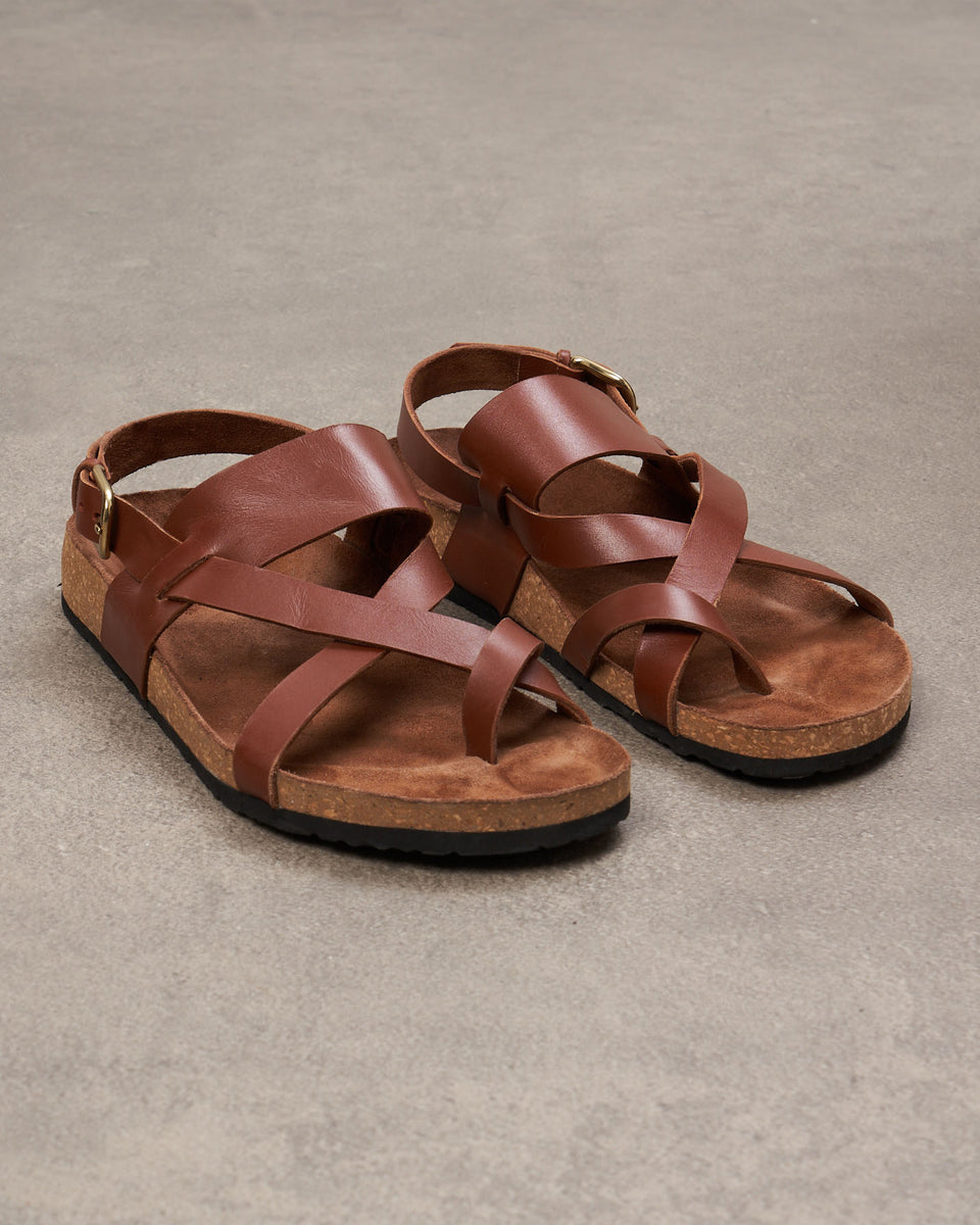 Hank Men's Brown Leather Sandals - Image principale