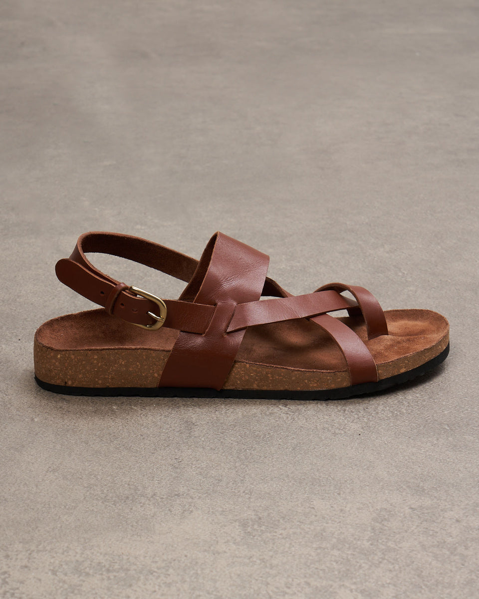 Hank Men's Brown Leather Sandals - Image alternative