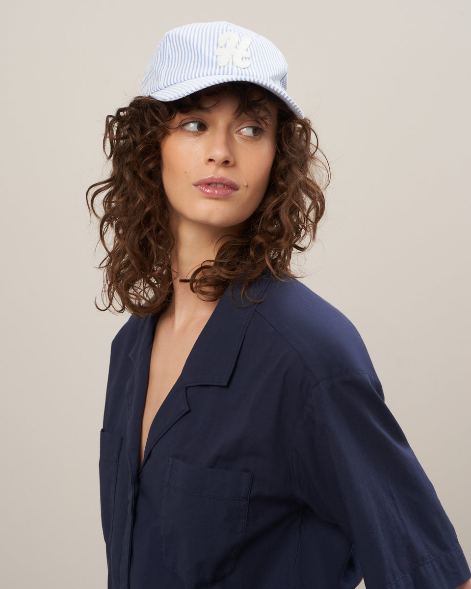 Women's Blue Seersucker Cap - Image principale