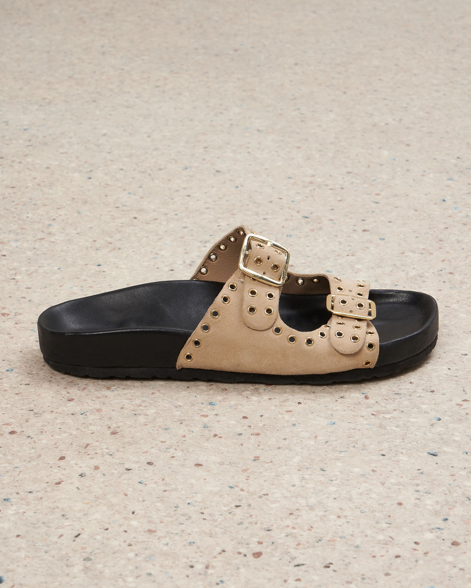 Ebony Women's Cream Suede Leather Sandals - Image principale