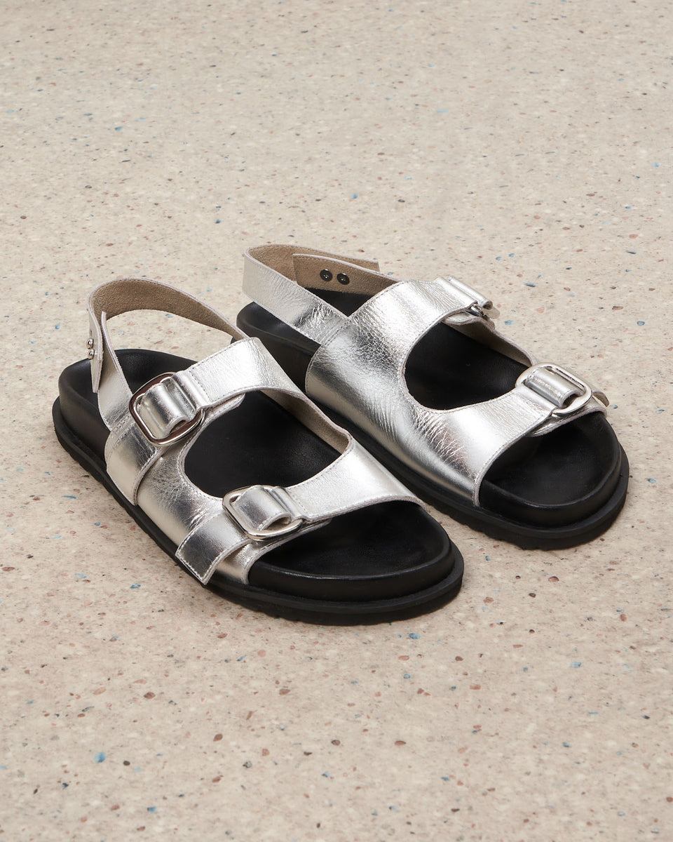 Edith Women's Silver Leather Sandals - Image alternative
