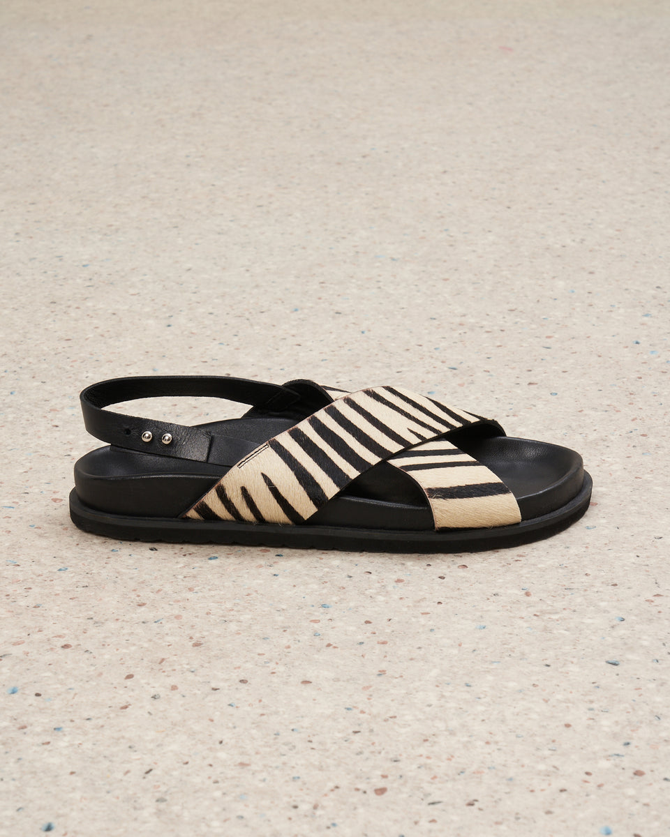 Elena Women's Zebra Leather Sandals - Image alternative