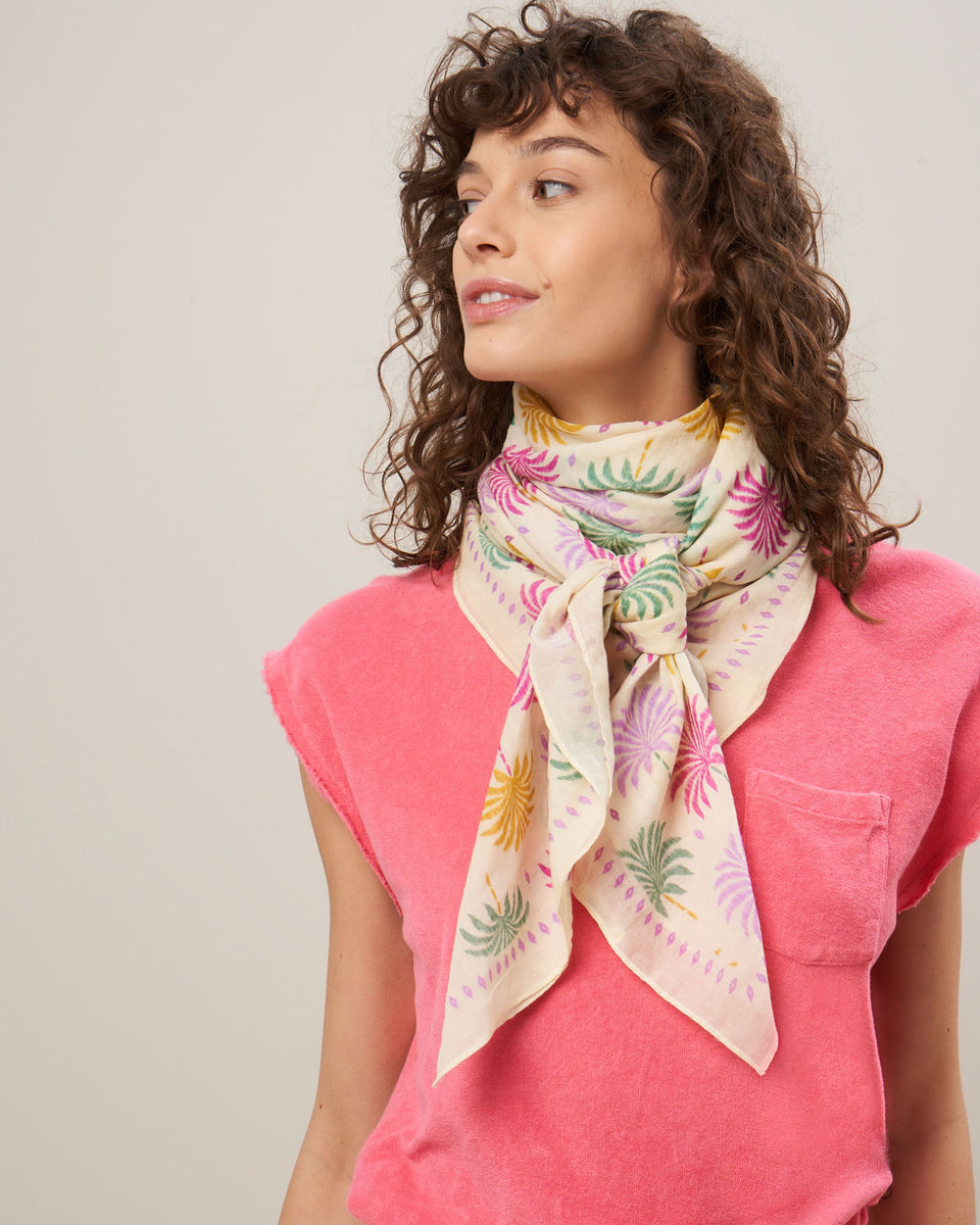 Women's Indian Palms Printed Cotton Voile Scarf - Image principale