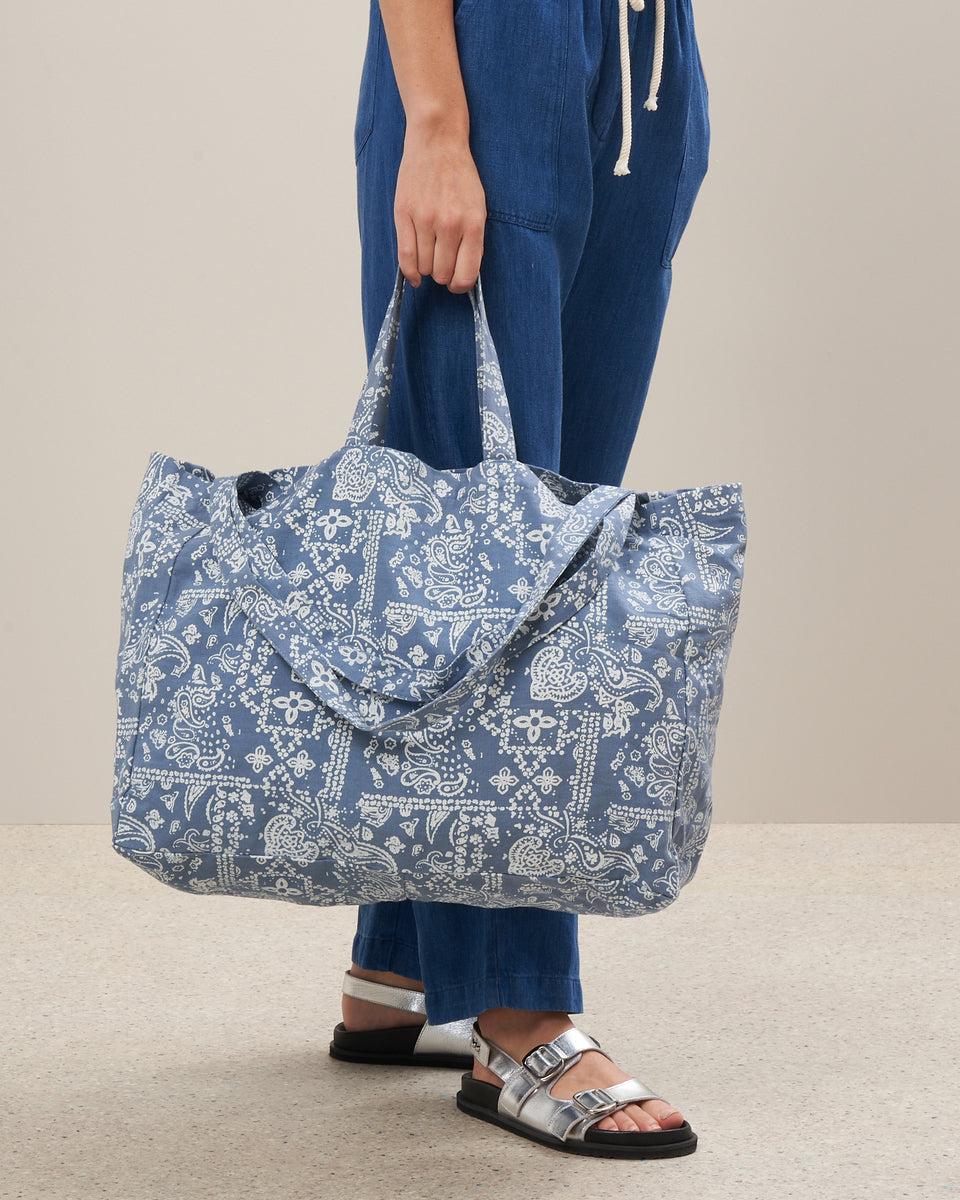 Beach Women's Blue Patchwork Bandana Cotton Bag - Image alternative