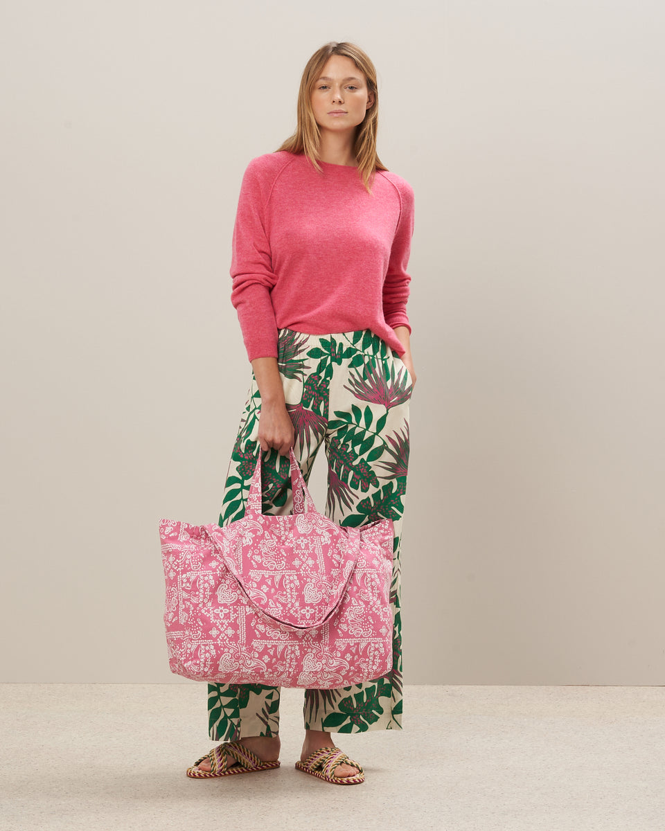 Beach Women's Pink Patchwork Bandana Cotton Bag - Image principale