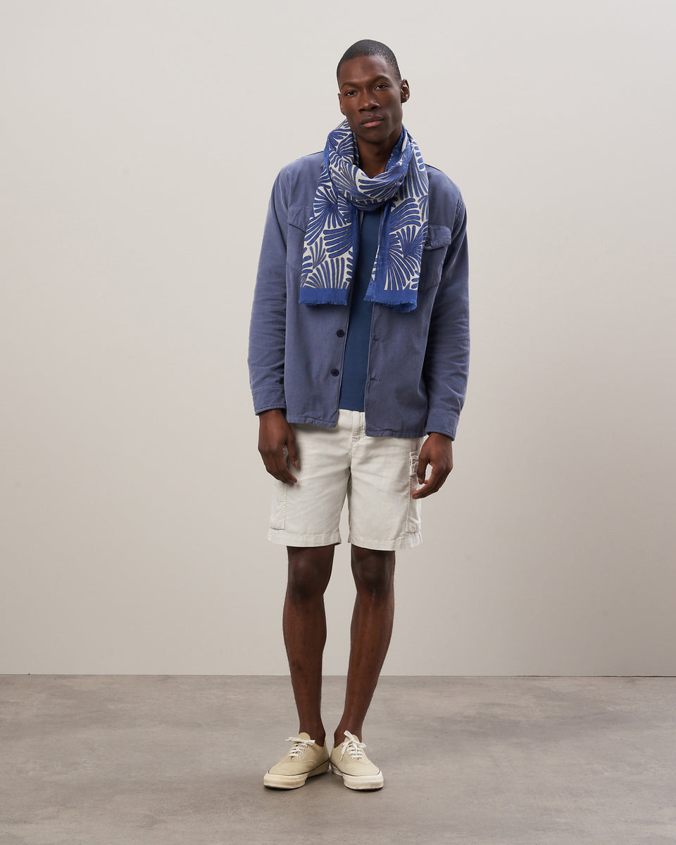 Echarpe Homme en coton imprimé palmiers Bleu - Image alternative