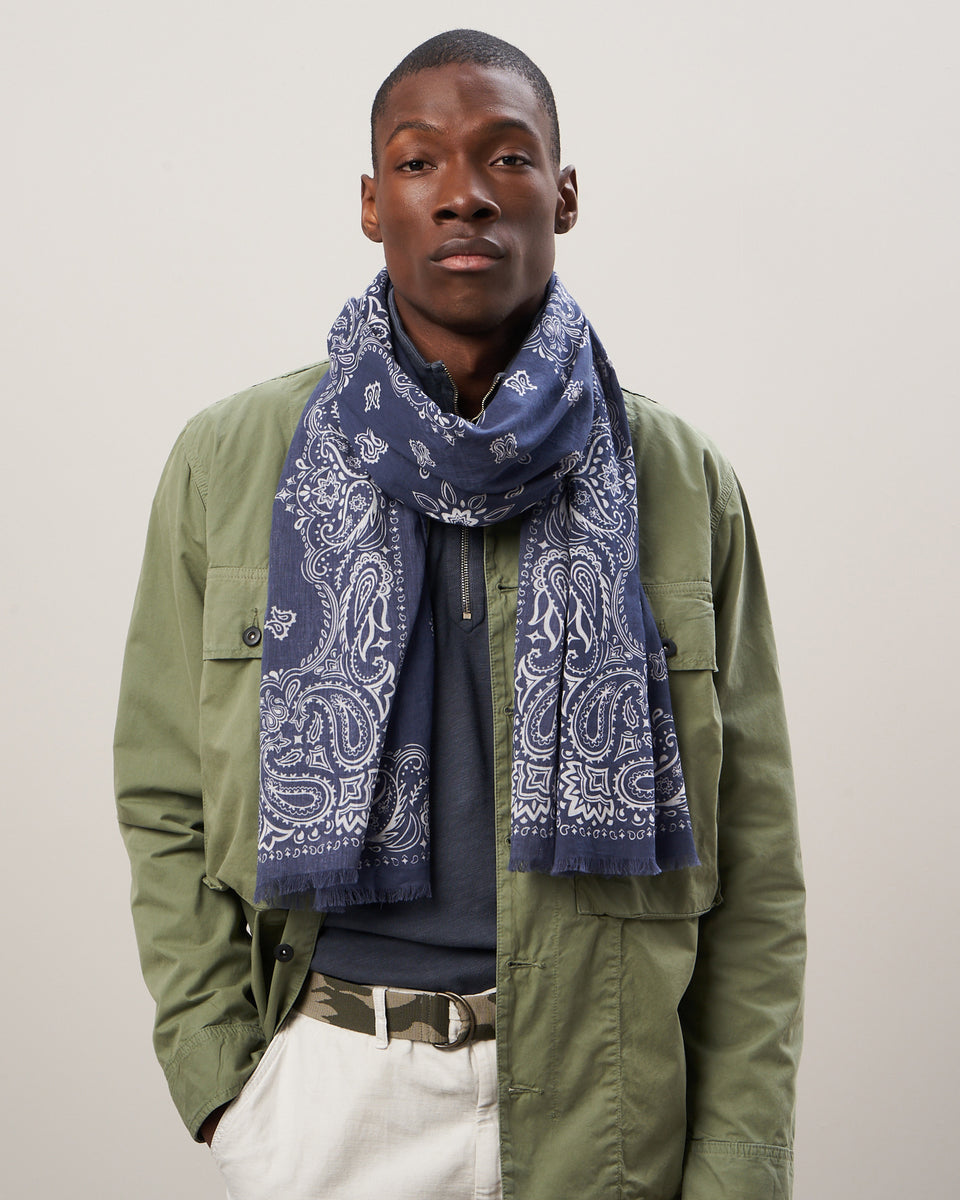 Echarpe Homme en coton imprimé Bandana Bleu - Image alternative