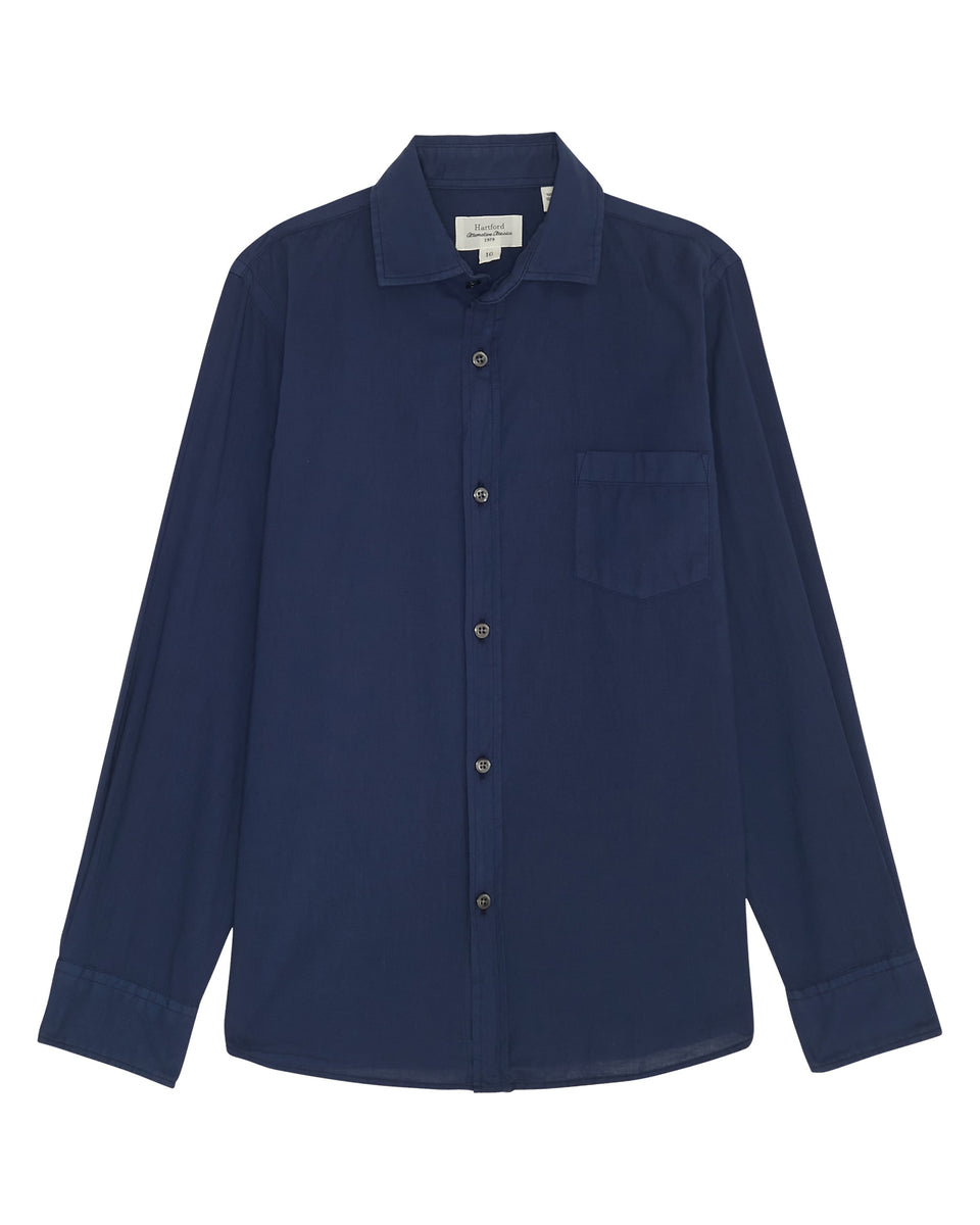 Paul Boys' Navy Cotton Voile Shirt - Image principale