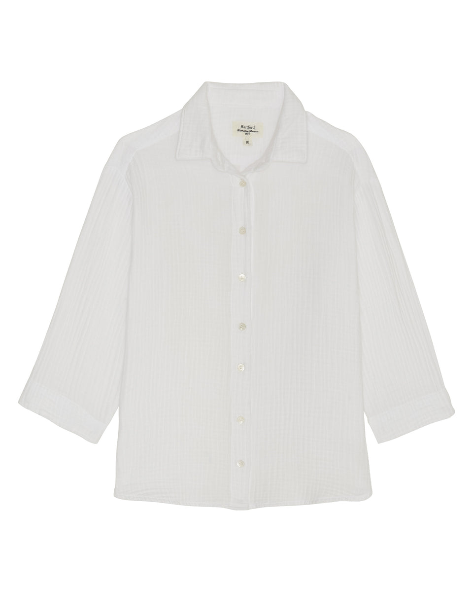 Cosy Girls' White Double Cotton Gauze Shirt - Image principale