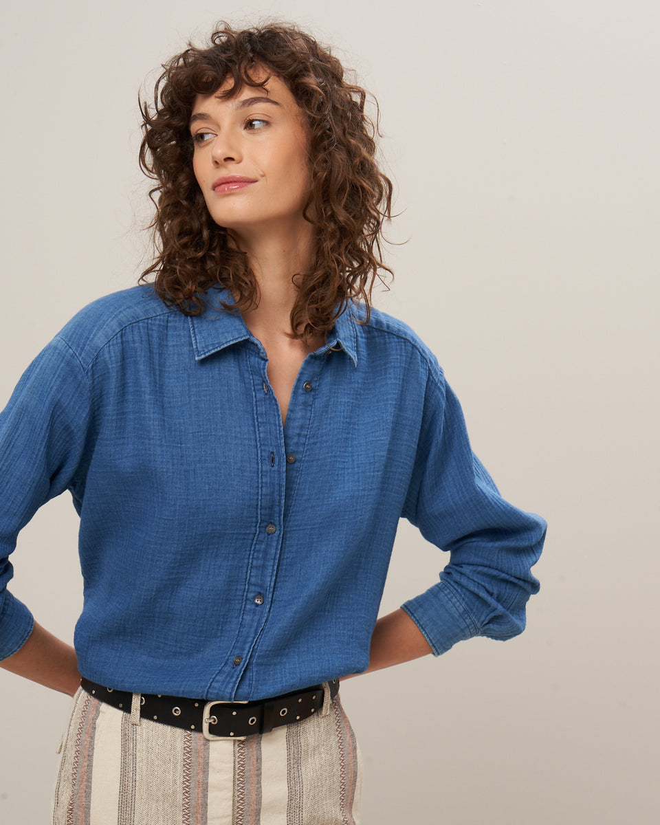 Cinema Women's Indigo Blue Cotton Shirt - Image principale