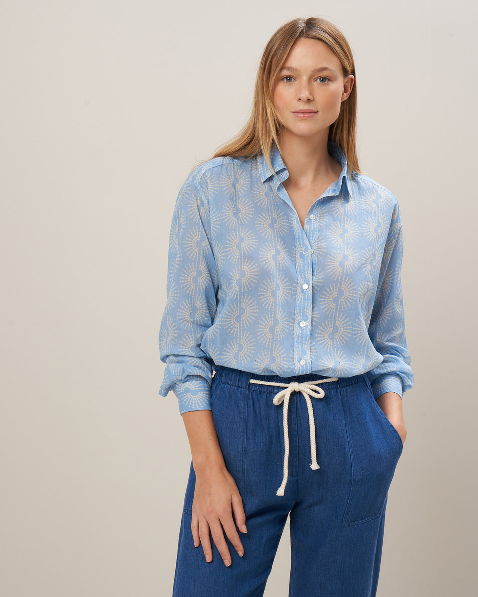 Cinema Women's Sky Blue Printed Cotton Shirt - Image principale