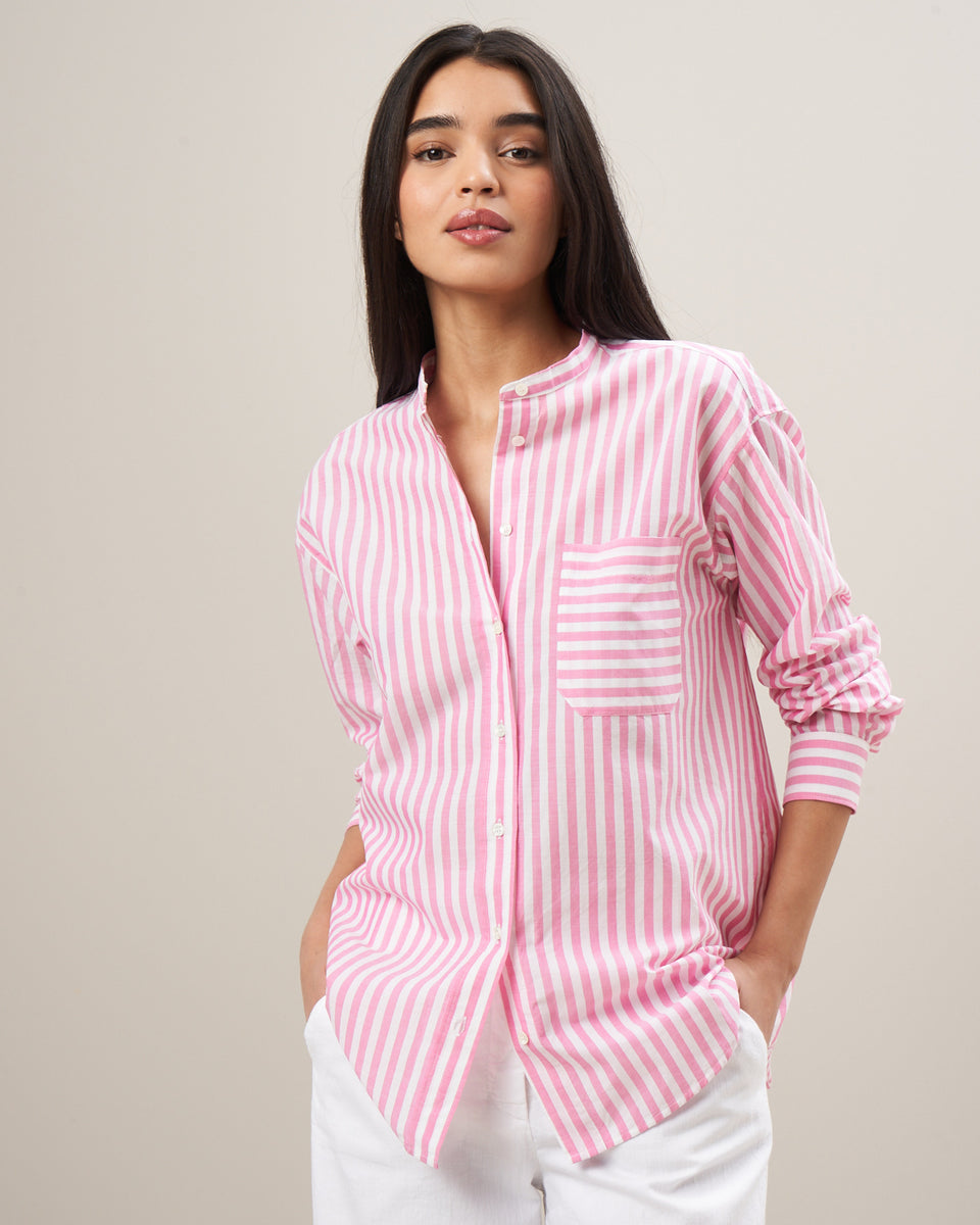 Connor Women's Pink Stripes Striped End-On-End Cotton Shirt - Image principale