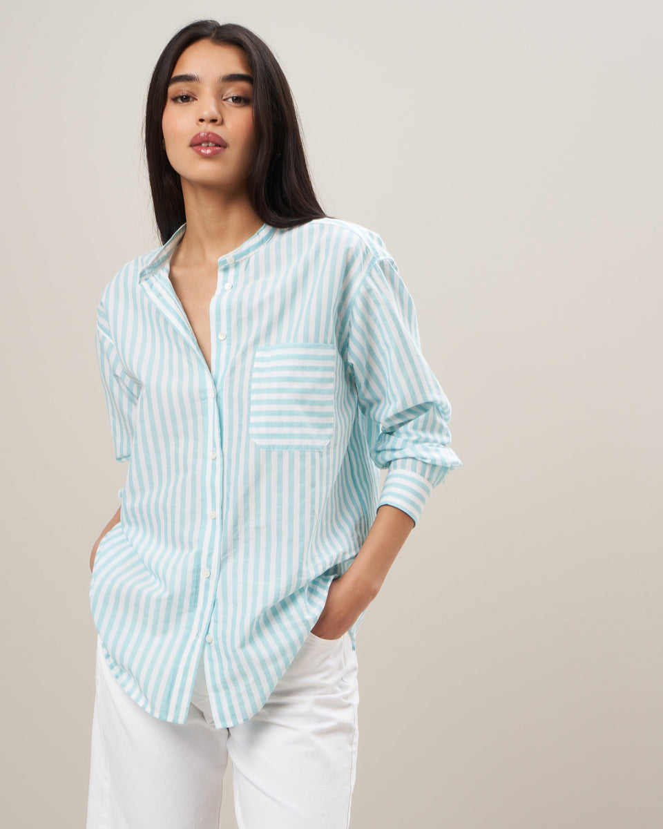 Connor Women's Green Stripes Striped End-On-End Cotton Shirt - Image principale