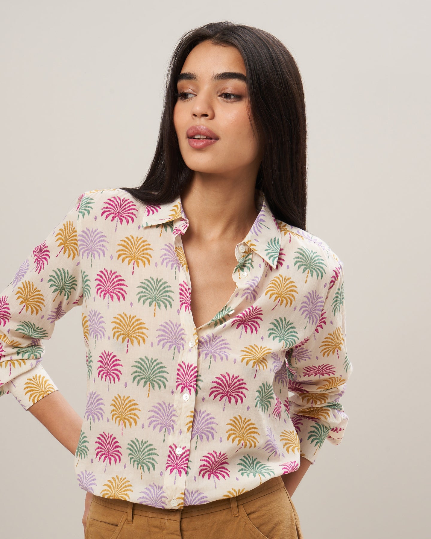 Coraz ecru printed cotton shirt - Women's Shirt - Hartford