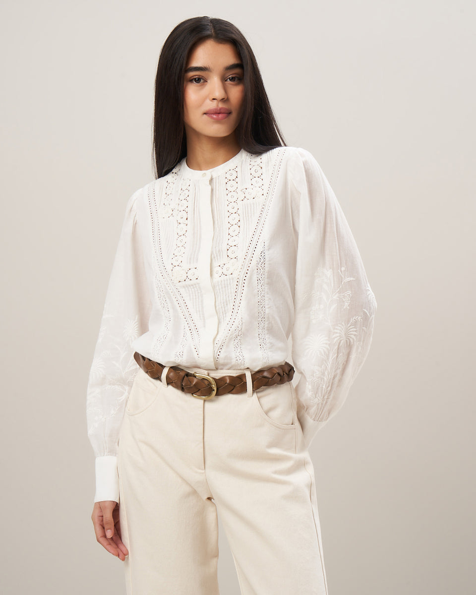 Come Women's Off-White Cotton Voile Shirt - Image principale
