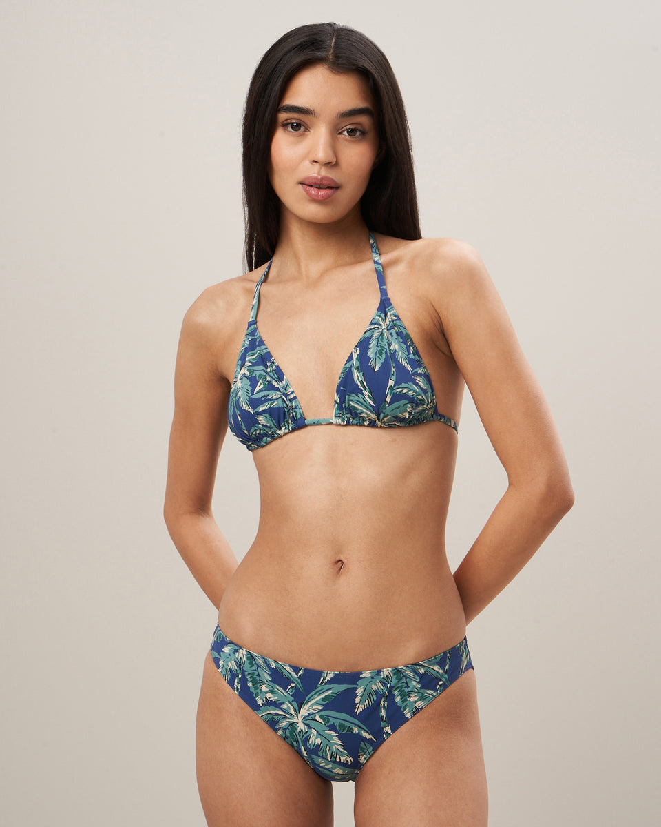 Maillot Femme imprimé palmiers Bleu Bikini Beachwear - Image principale