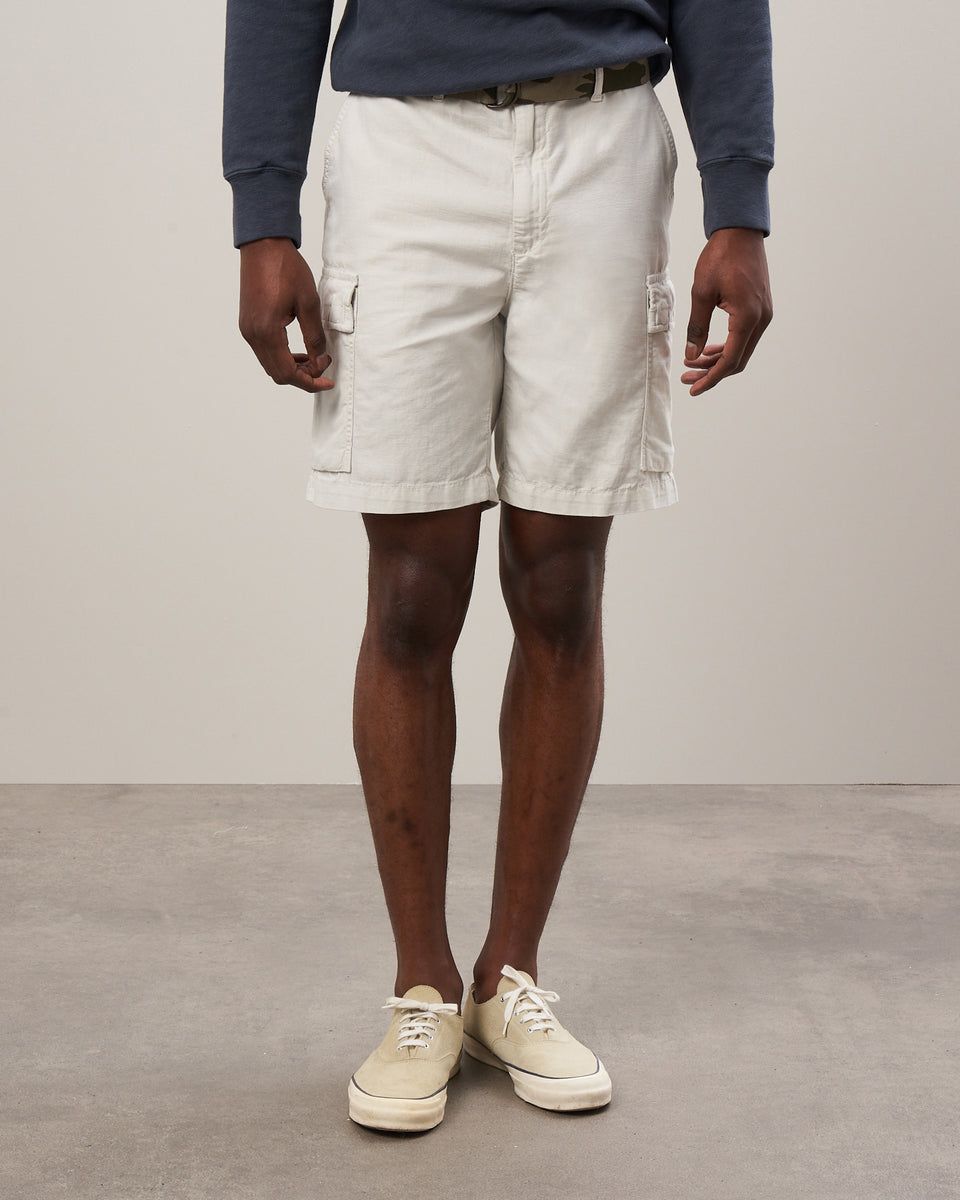 Tyler Short Men's Chalk Linen Cotton Cargo Shorts - Image alternative