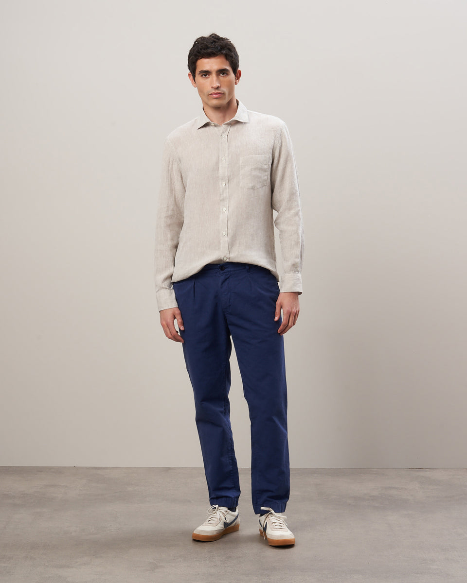 Tony Men's Indigo Linen Cotton Pants - Image principale