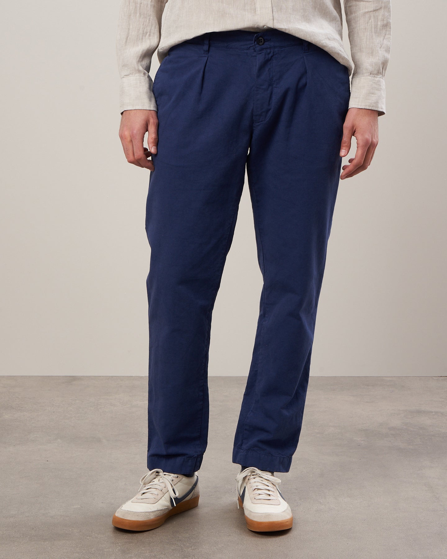 Pantalon Homme en toile de coton et lin Indigo Tony BBG3107-01