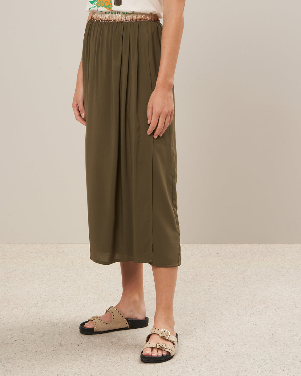 Jadenor Women's Army Green Viscose Voile Skirt - Image alternative