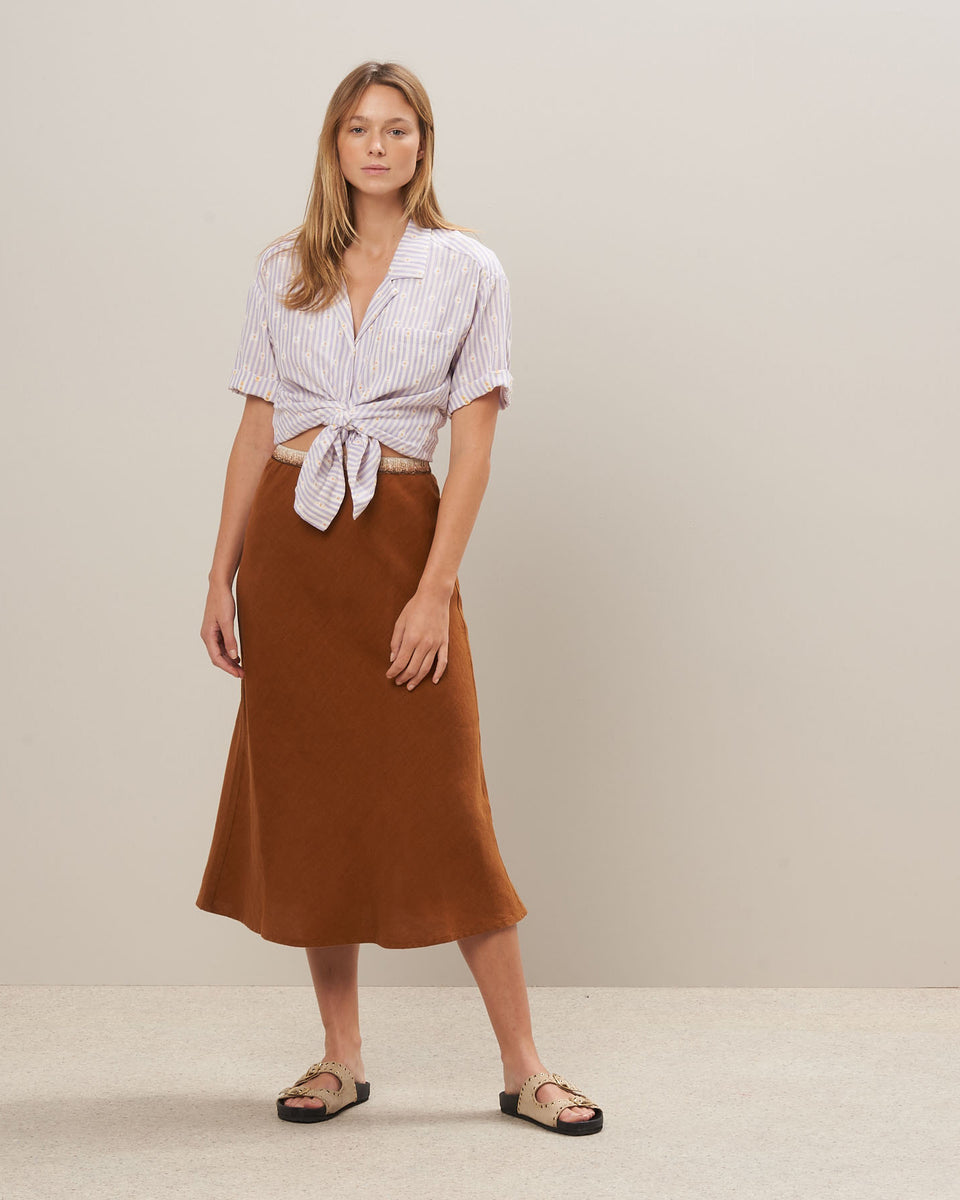Jima Women's Pecan Linen Skirt - Image principale