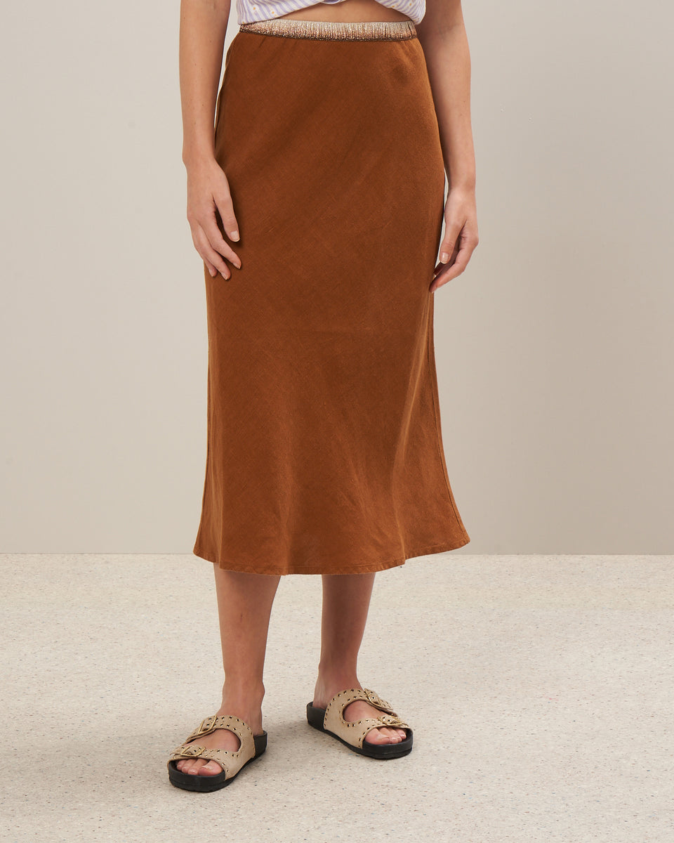 Jima Women's Pecan Linen Skirt - Image alternative