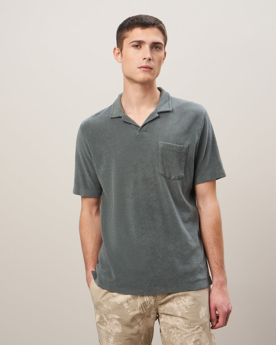 Men's Olive Green Terry Polo - Image principale