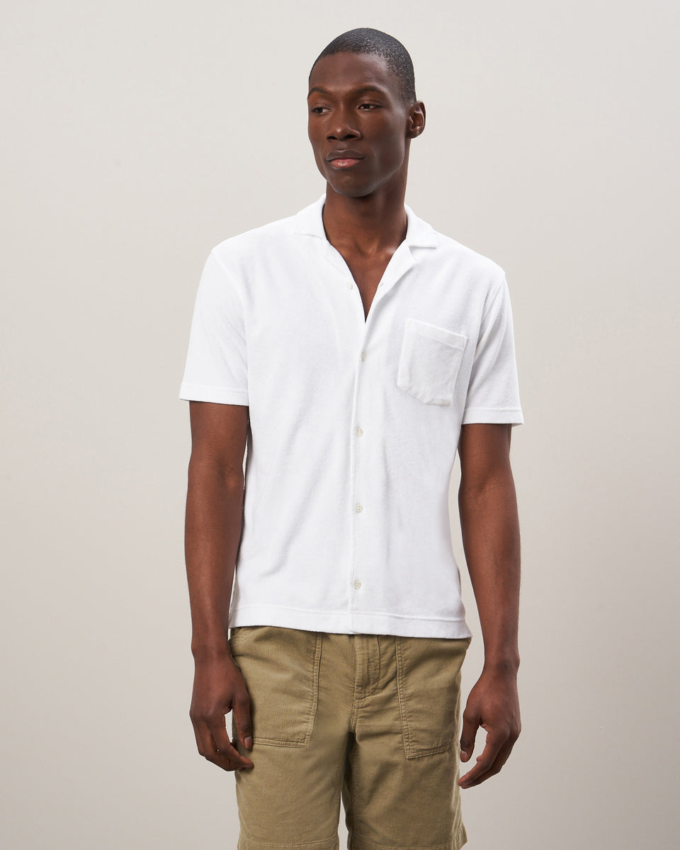 Men's White Short-Sleeved Terry Shirt - Image principale