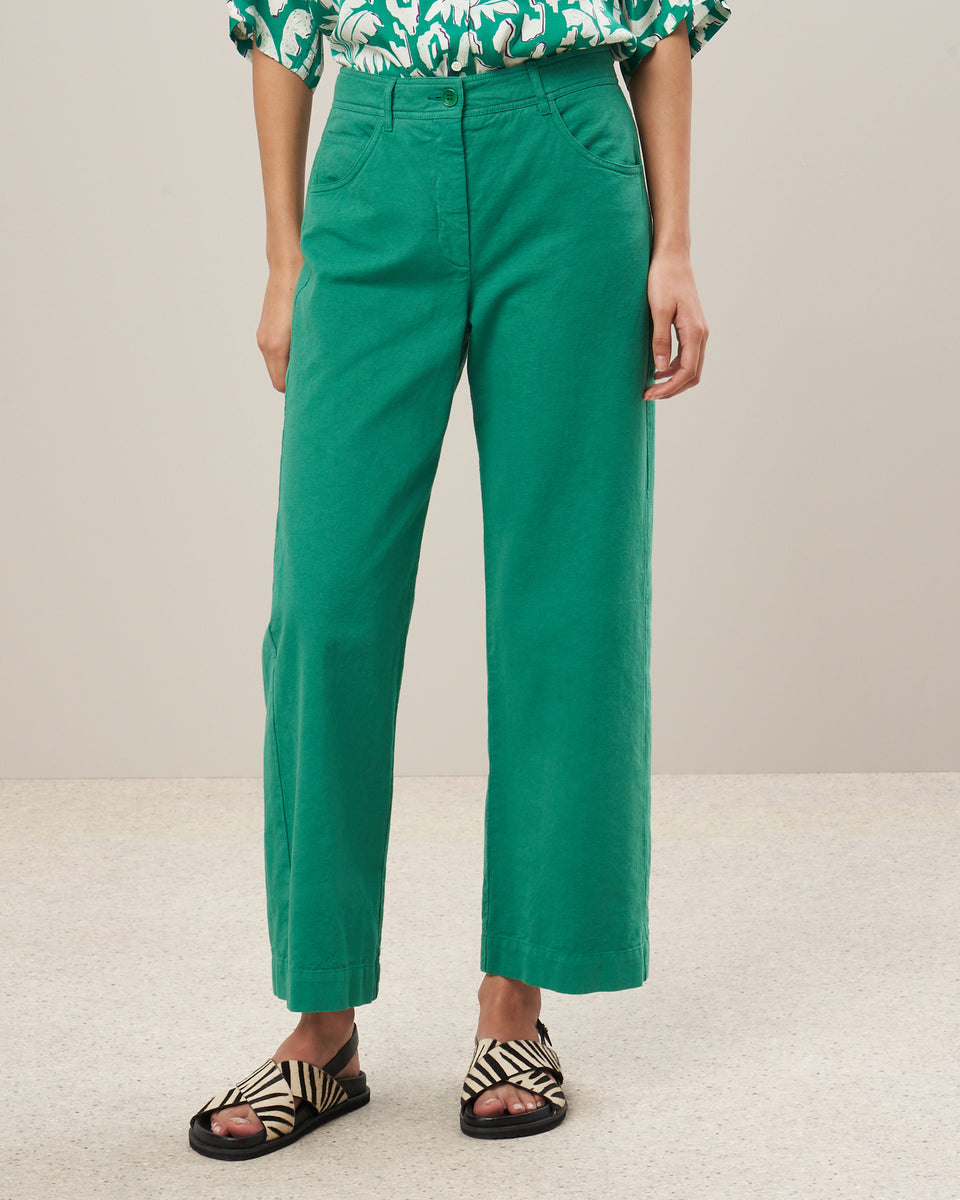 Pad Women's Green Cotton & Linen Pants - Image alternative