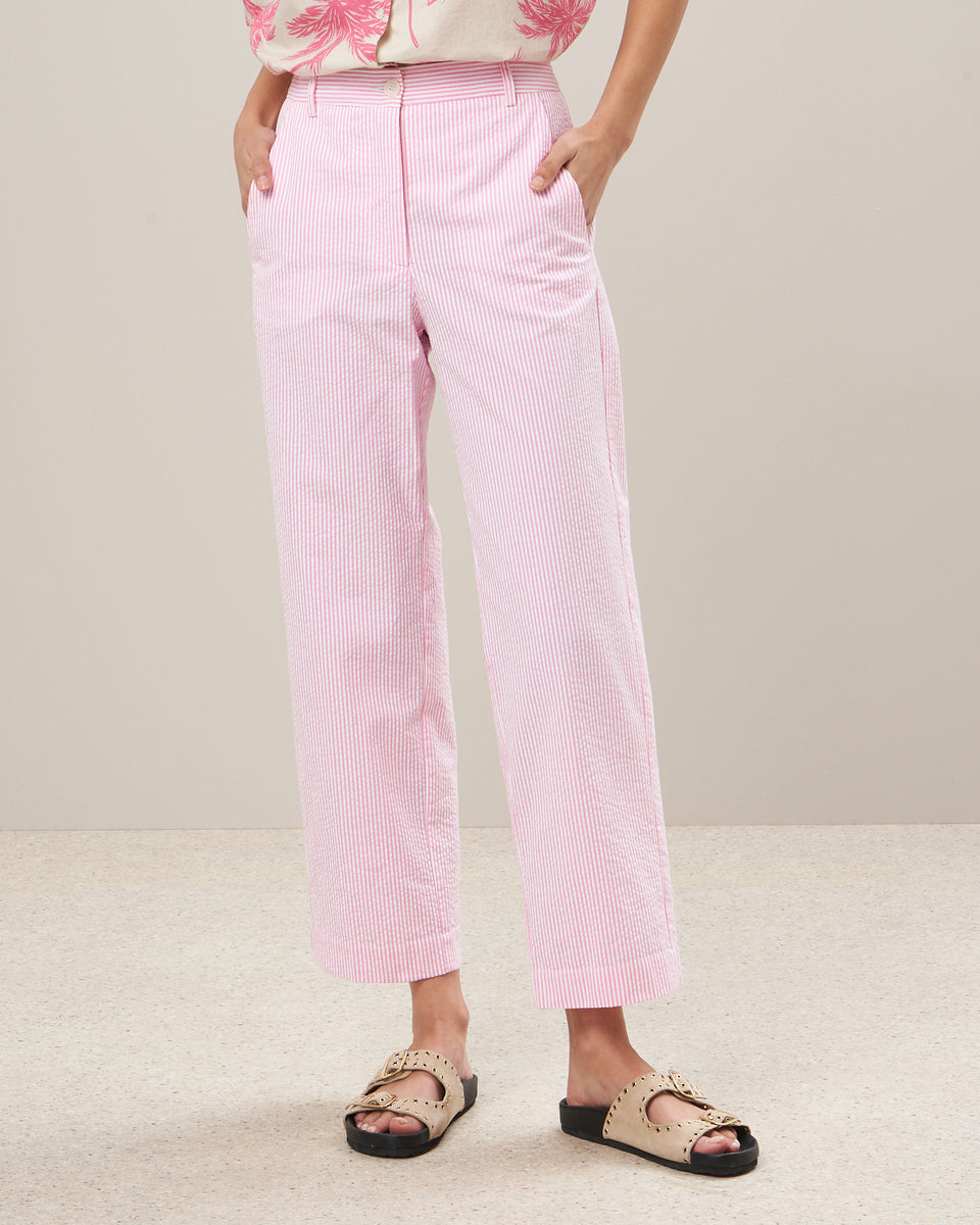 Paradis Women's Pink Striped Seersucker Pants - Image alternative