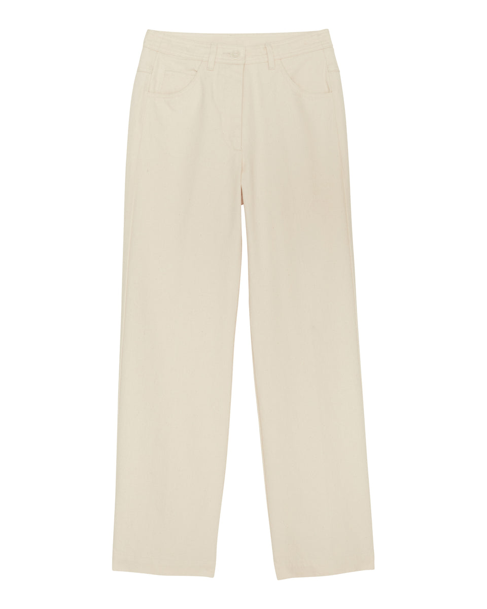 Pantalon Fille en sergé de coton Ecru Pad - Image principale