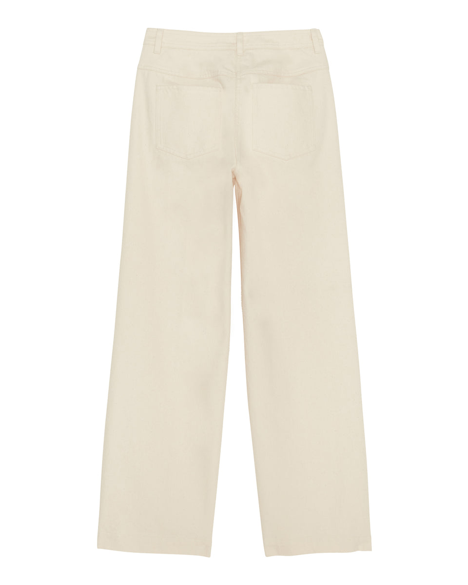 Pantalon Fille en sergé de coton Ecru Pad - Image alternative