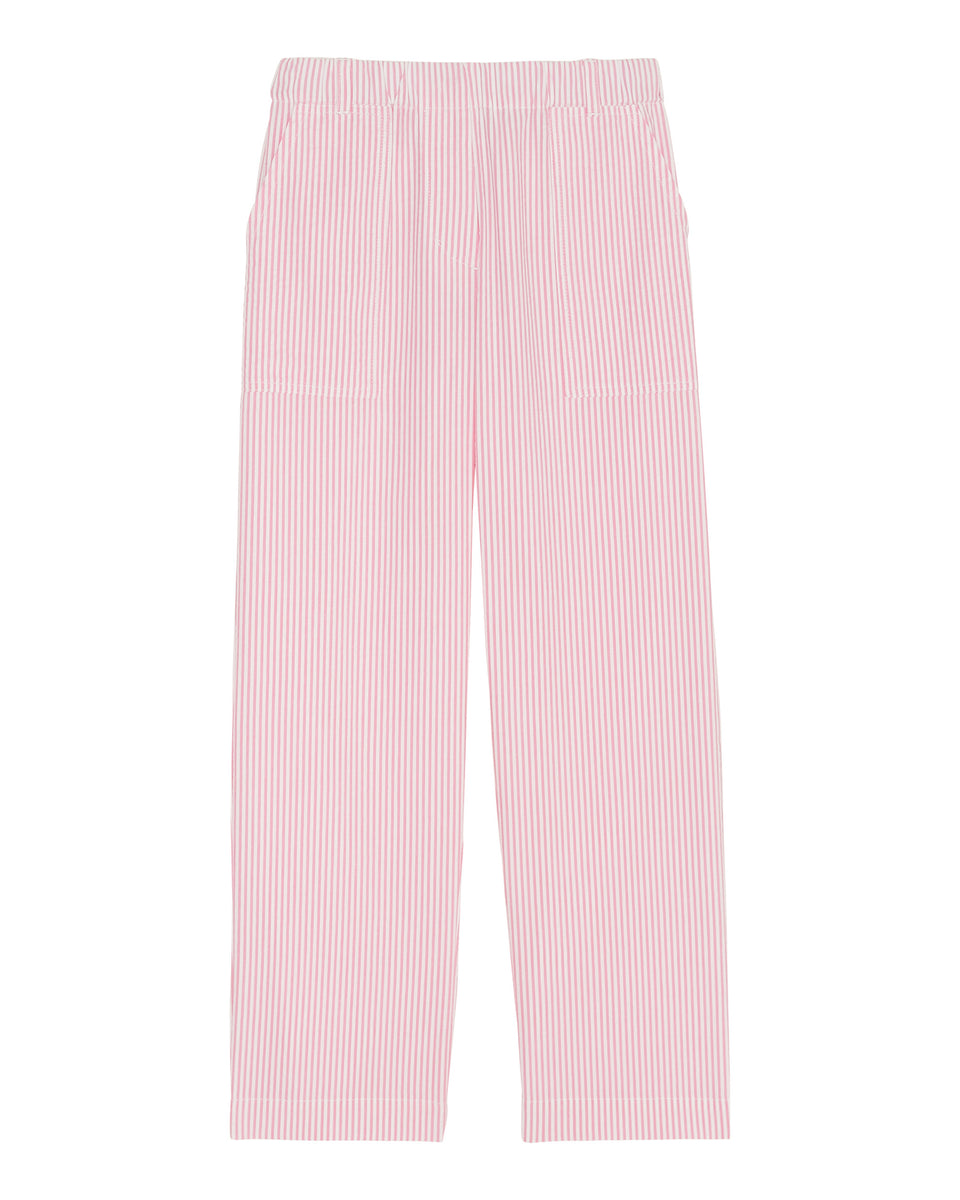 Pantalon Fille en seersucker rayé Rose Pharell - Image principale