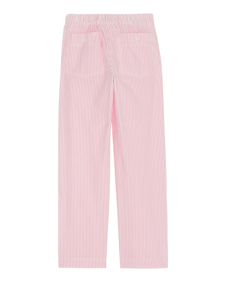 Pantalon Fille en seersucker rayé Rose Pharell - Image alternative