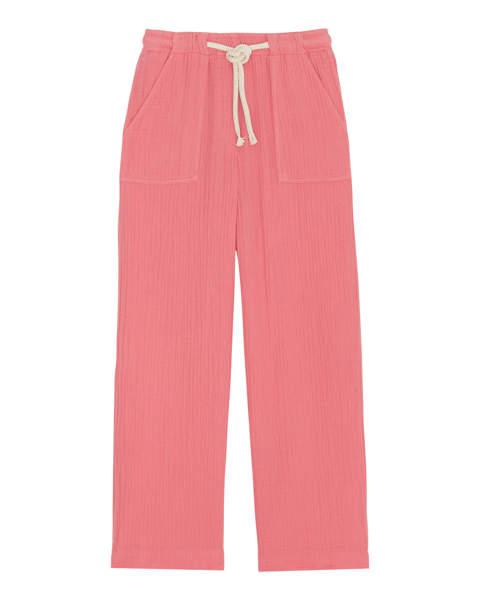 Poma Girls' Pink Double Cotton Gauze Pants - Image principale