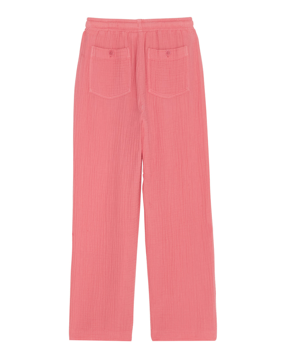 Pantalon Fille en double gaze de coton Rose Poma - Image alternative