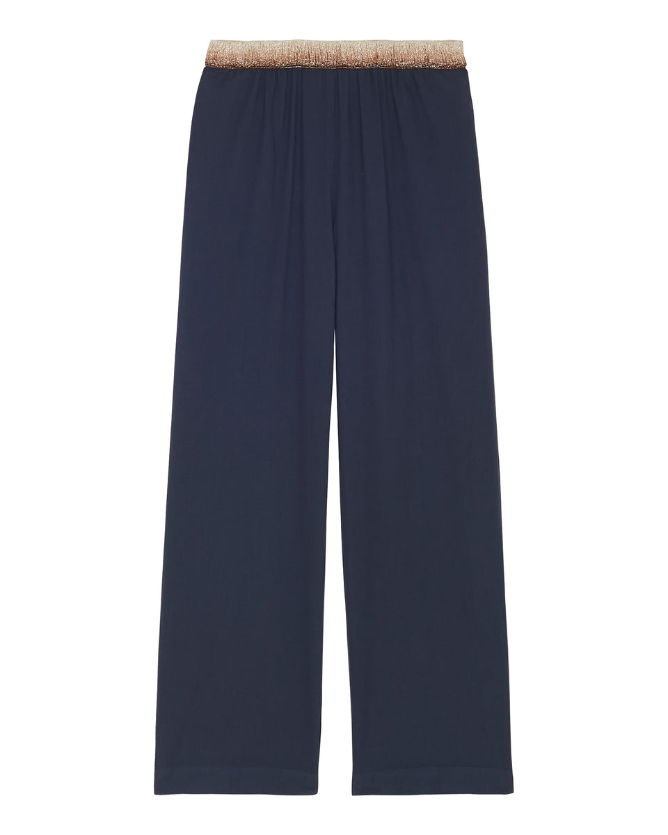 Prunellor Girls' Navy Blue Cotton Voile Pants - Image principale