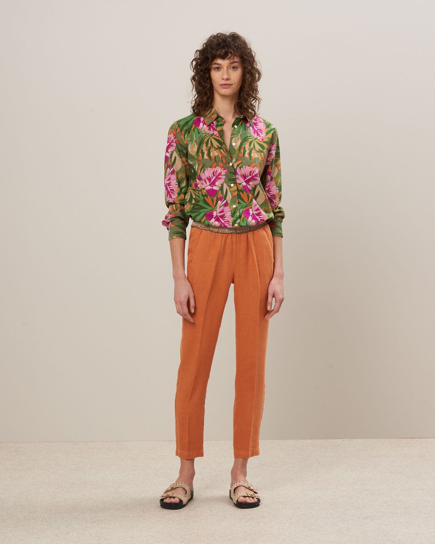 Pantalon Femme en lin Orange Pirouette BBPK605-22