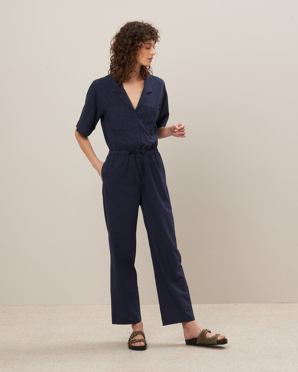 Combinaison Femme en coton Bleu marine Poldi Jumpsuit - Image principale