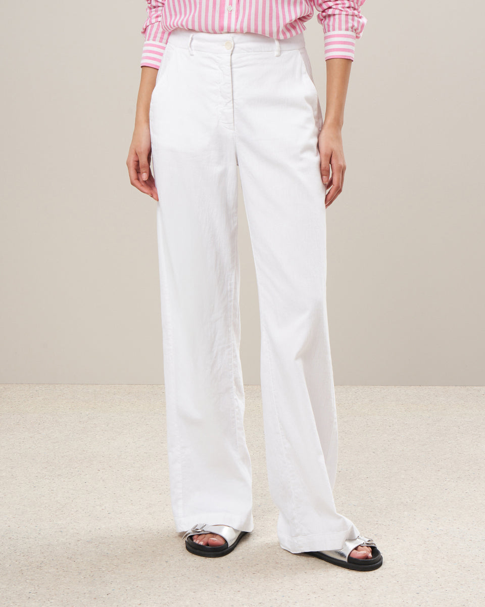 Positanon Women's White Cotton Pants - Image alternative