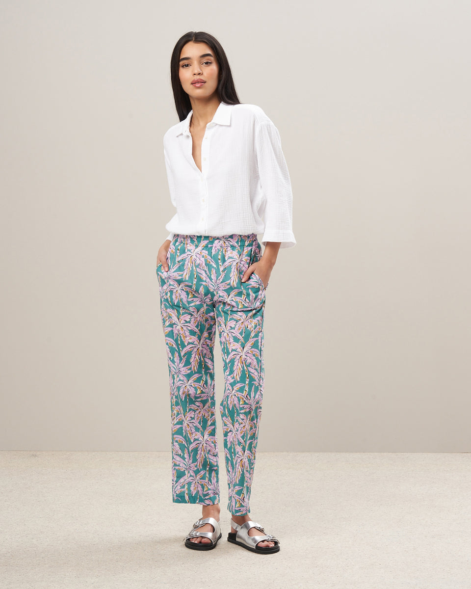 Pantalon Femme en coton imprimé Rose & Vert Prunelle - Image principale