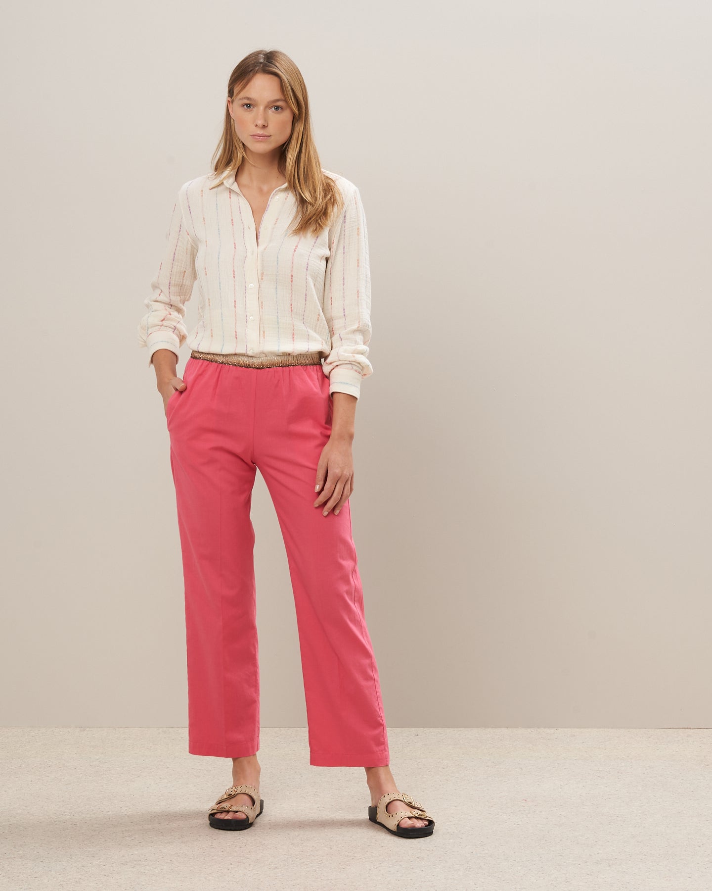 Pantalon Femme en coton Rose Prunellor BBPU607-28