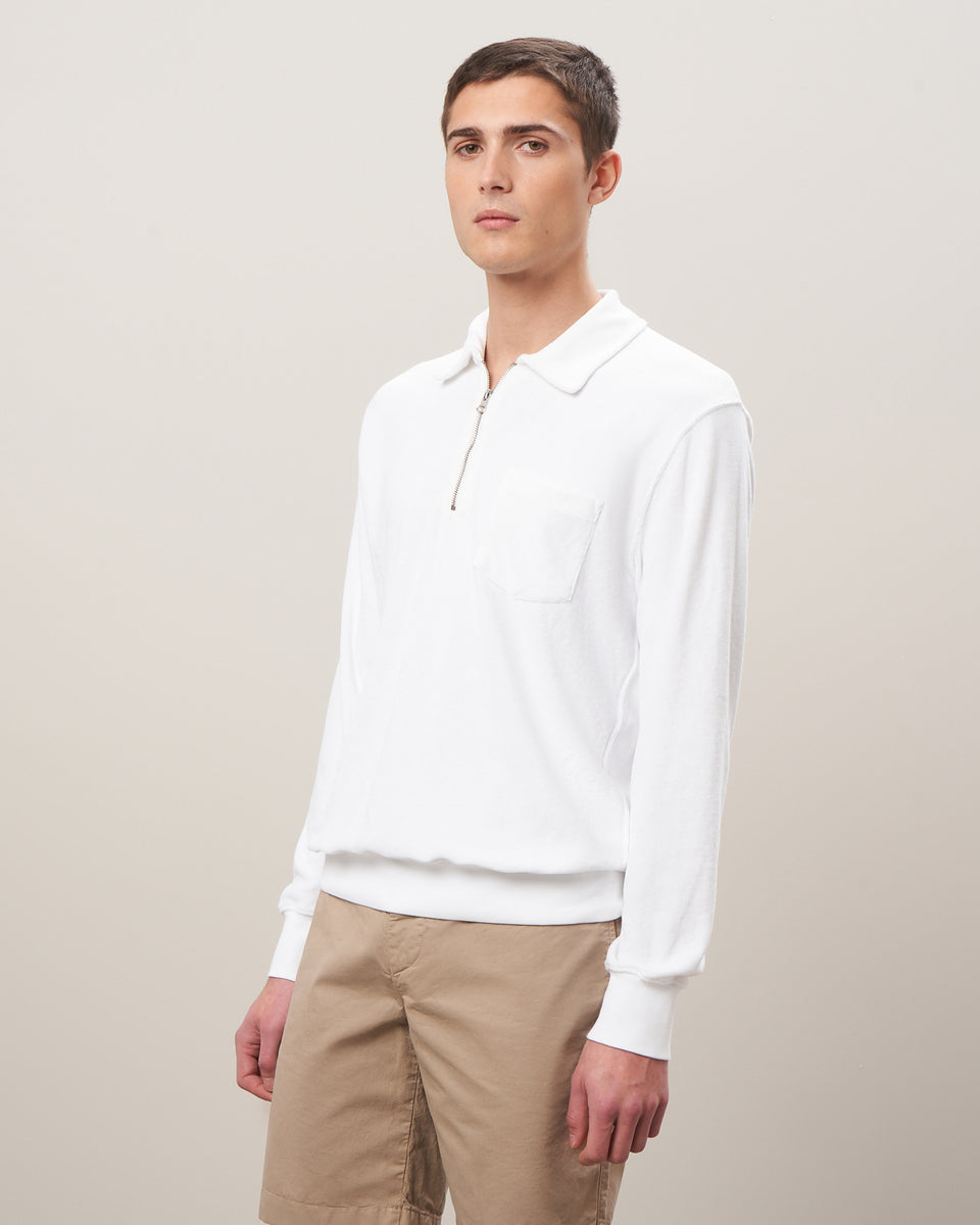 Men's White Terry Cloth sweatshirt - Image principale