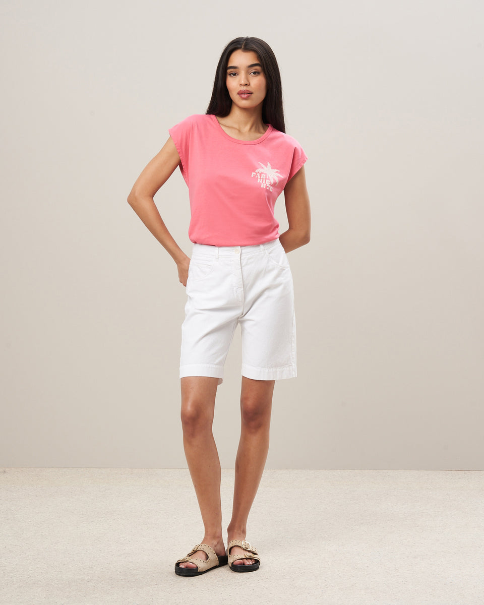 Tefarni Women's Pink Printed Cotton Tee Shirt - Image alternative