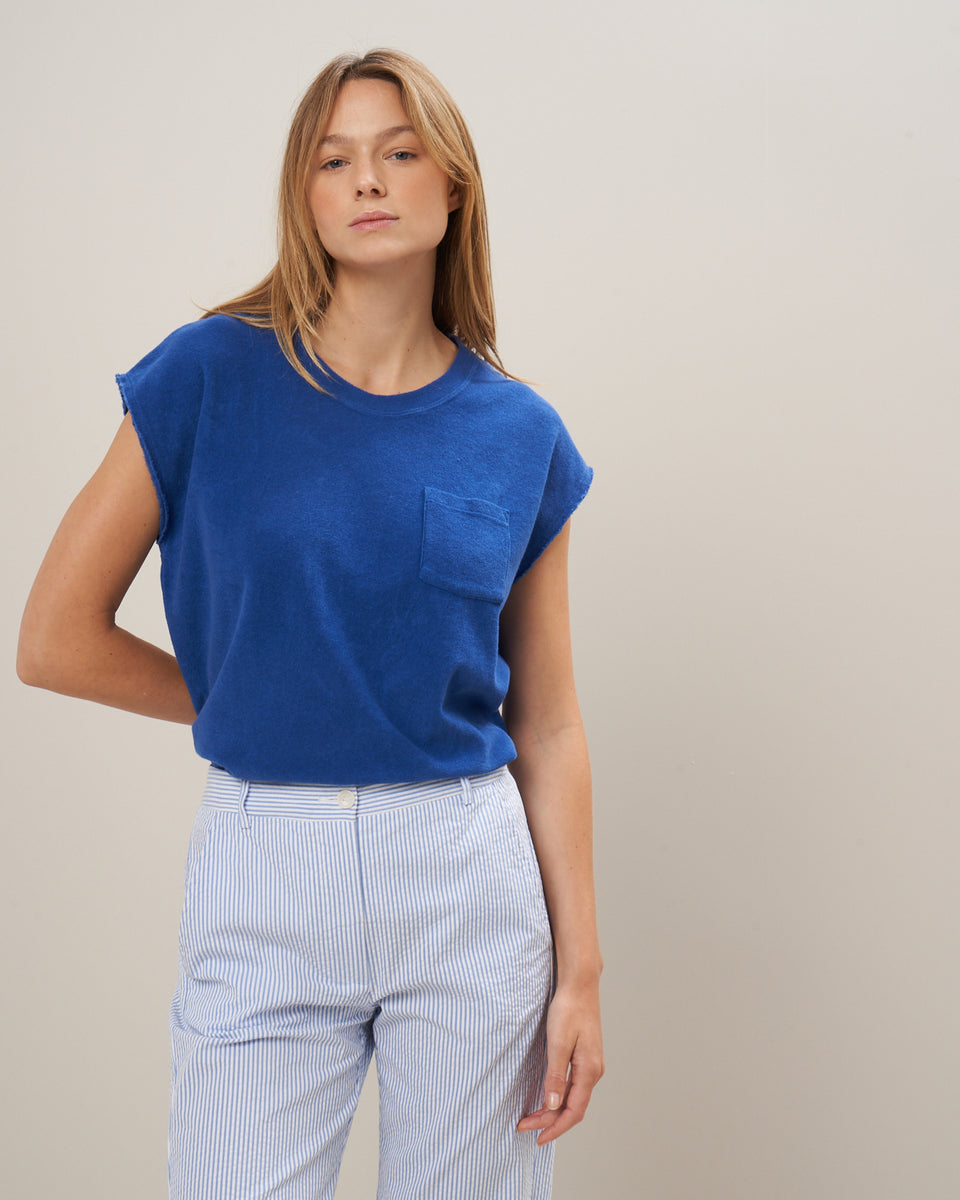 Tecly Women's Blue Terry Tee Shirt - Image principale